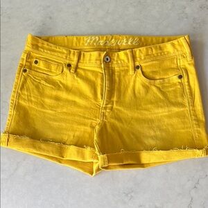 Madewell Women's Bright Mustard Yellow Jean Denim Cutoff Shorts Sz 30